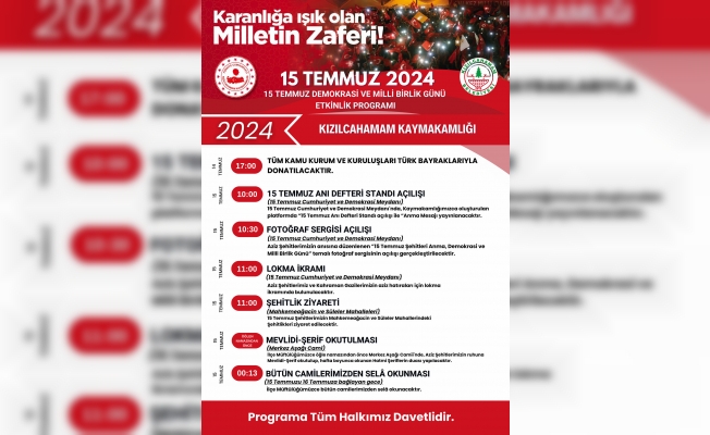 15 TEMMUZ KIZILCAHAMAM'DA ANMA ETKİNLİKLERİ