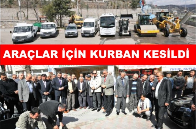 BELEDİYE MAKAM ARACINA VE YENİ ARAÇLAR İÇİN KURBAN KESTİ