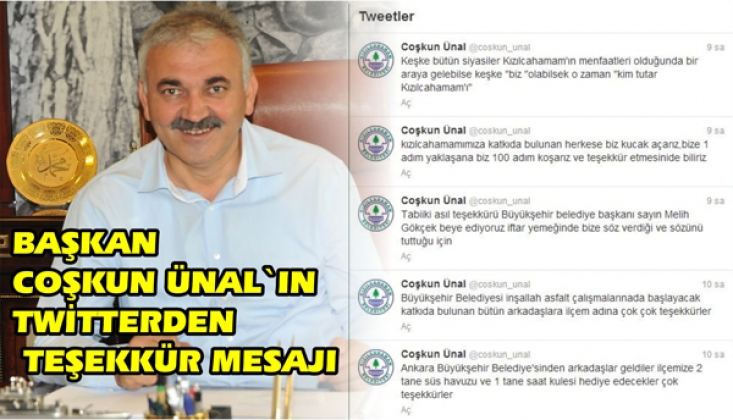 BÜYÜKŞEHİR'E TWİTTER'DEN TEŞEKKÜR