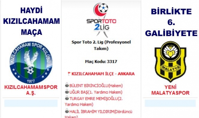 KIZILCAHAMAMSPOR 6. GALİBİYET İÇİN MÜCADELE EDECEK