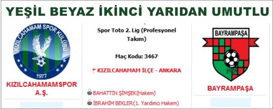 KIZILCAHAMAMSPOR İKİNCİ YARI İÇİN HAZIR