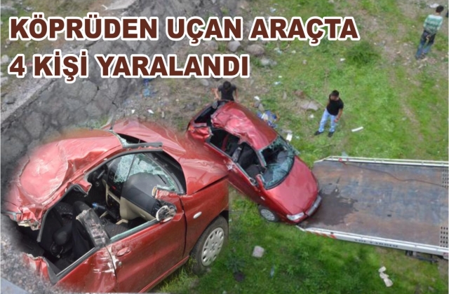 OTOMOBİL KİRMİR ÇAYINA UÇTU 4 YARALI