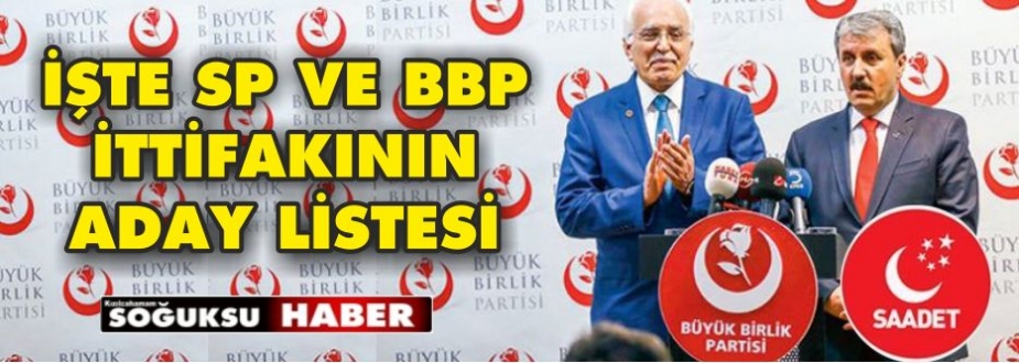 SAADET VE BBP İTTİFAKININ MİLLETVEKİLİ ADAYLARI BELİRLENDİ