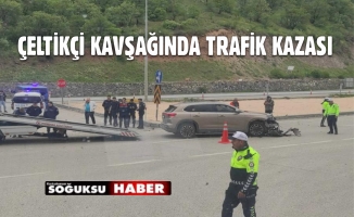 ÇELTİKÇİ KAVŞAĞINDA MADDİ HASARLI TARFİK KAZASI