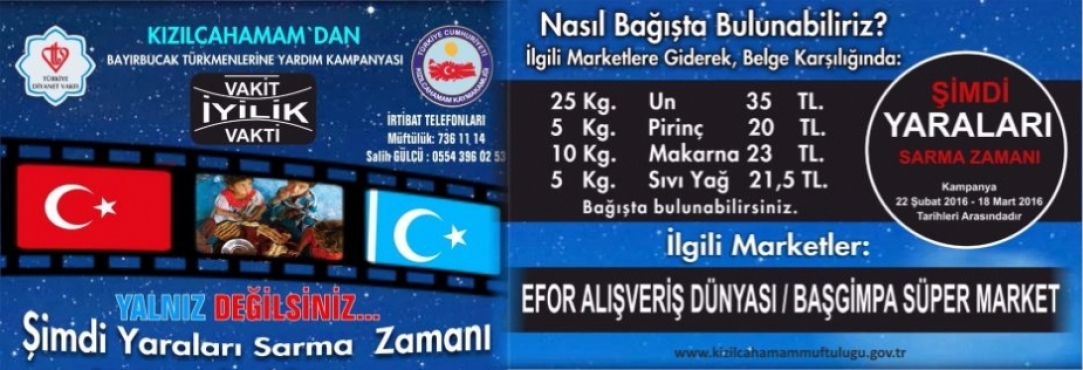 TÜRKMENLER İÇİN YARDIM KAMPANYASINA HIZVEREN YAZI