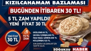 KIZILCAHAMAM BAZLAMASINA FİYAT GÜNCELLEMESİ
